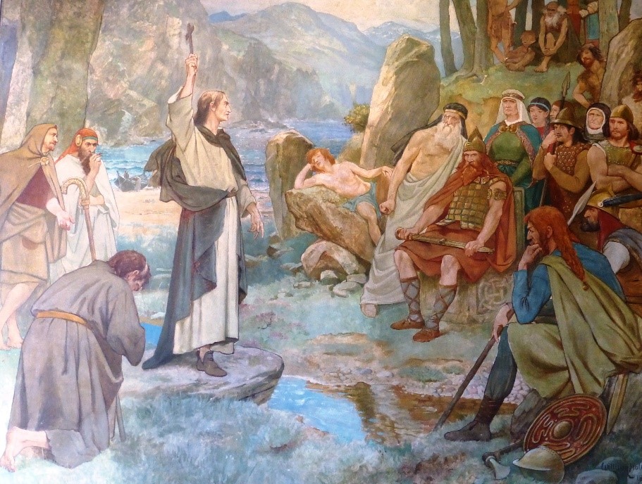 Painting depicting Columba and the Picts