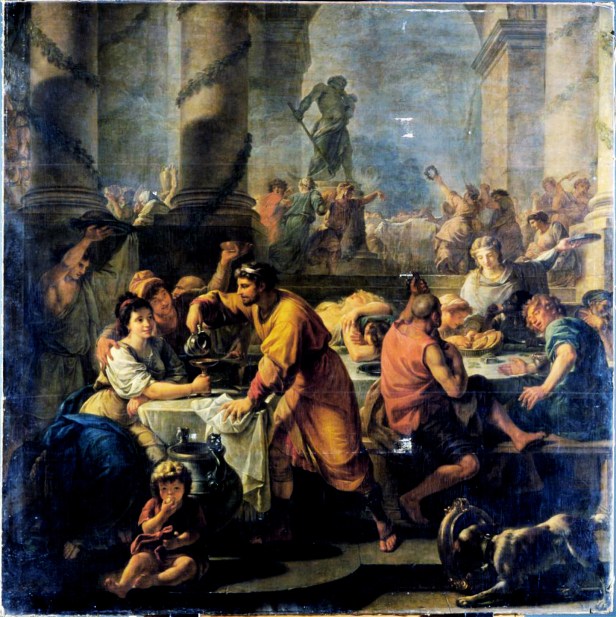 Romans gambling, drinking and feasting 