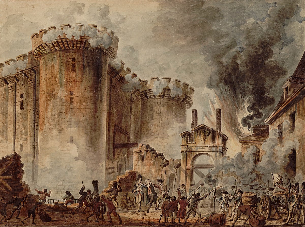 The Storming of the Bastille by Jean-Pierre Houël. This episode quickly became the most famous and emblematic of the French Revolution. The painting now belongs to Bibliothèque nationale de France