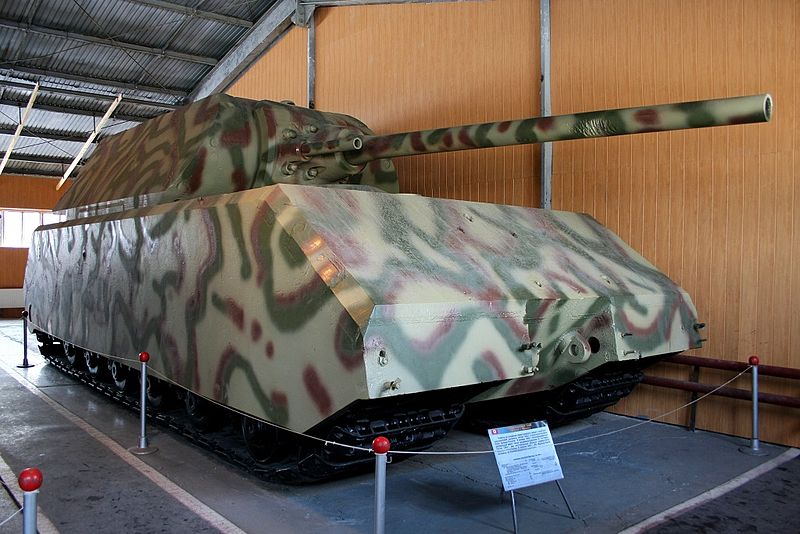 The Maus painted in camouflage patterns