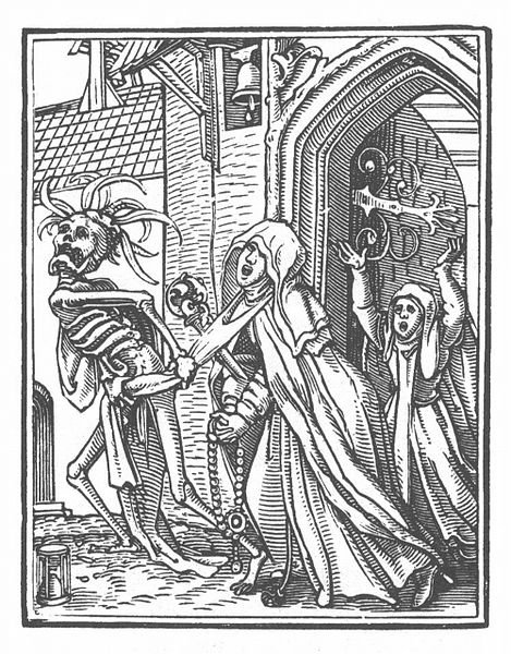 Holbein d. J.; Danse Macabre. XV. The Abbess. Source: wikipedia