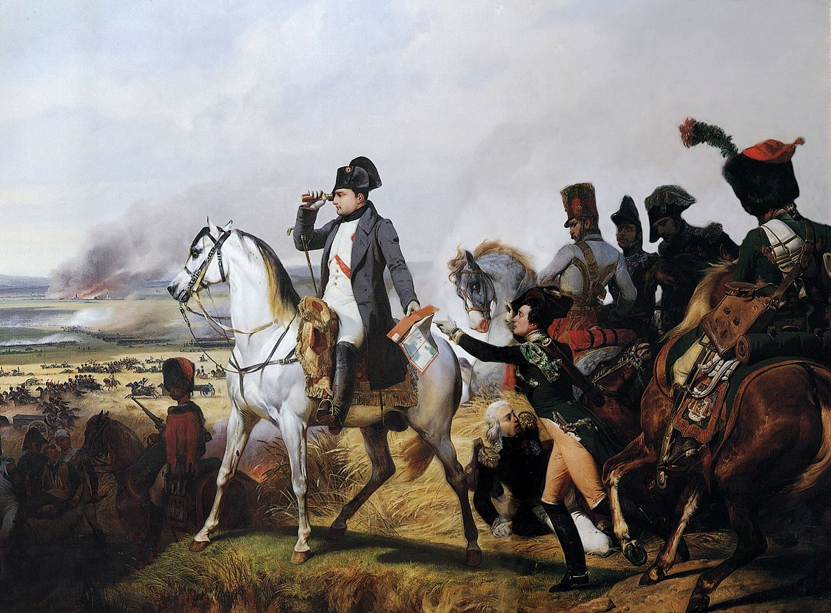 Napoleon surveys the field from his horse