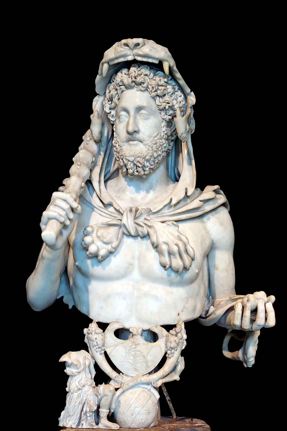 Commodus depicted as Hercules, with the club and lion skin